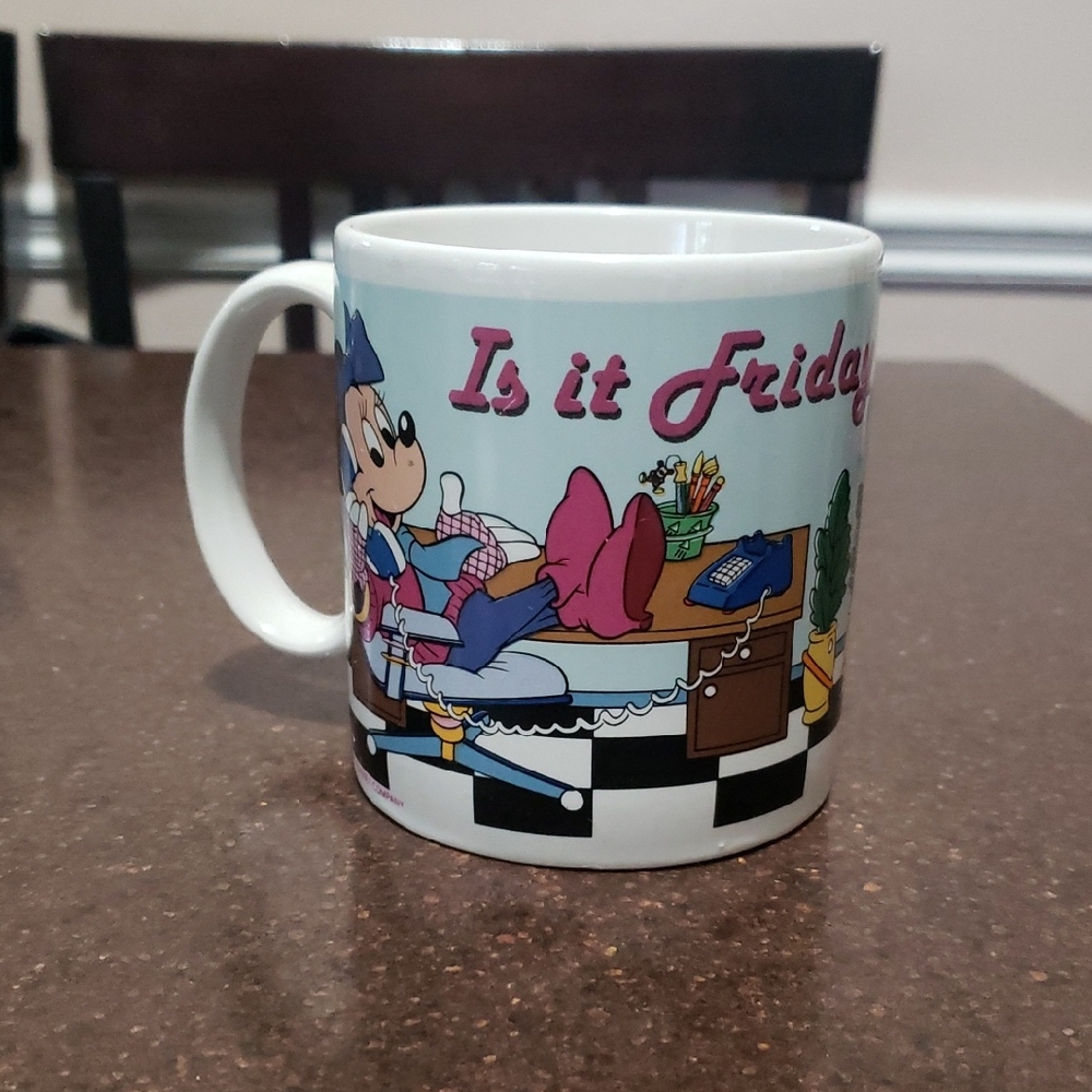 Vintage Applause Coffee Mug Mickey & Minnie Is it Friday Yet? Walt Disney 1987